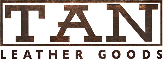 Tan leather goods logo